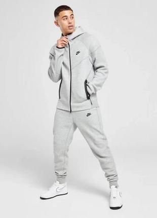 Толстовка мужская nike tech fleece full-zip hoodie grey (арт. fb7921-063)5 фото