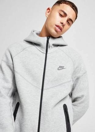 Толстовка мужская nike tech fleece full-zip hoodie grey (арт. fb7921-063)4 фото