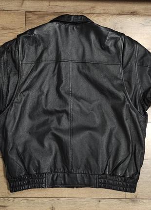 Винтажная мужская кожаная натуральная черная куртка бомбер 54 р большой размер демисезонная осенняя оверсайз5 фото