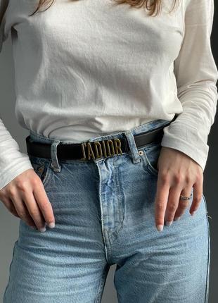 Жіночий шкіряний ремінець dior ja-d-fence belt black smooth calfskin