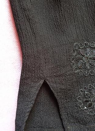 Черная вискозная майка блуза с вышивкой р. s\44-46 maxime прямой крой5 фото