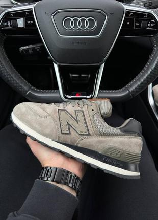 Мужские кроссовки new balance 574 full suede sand brown 41-42-43-44-45