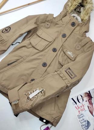 Куртка женская коричневого цвета с капюшоном термо от бренда chiempee xs2 фото