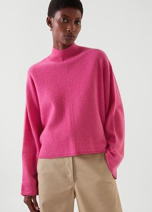 Свитер джемпер разовой фуксия шерстяной шерстяной кос розовый оверсайз