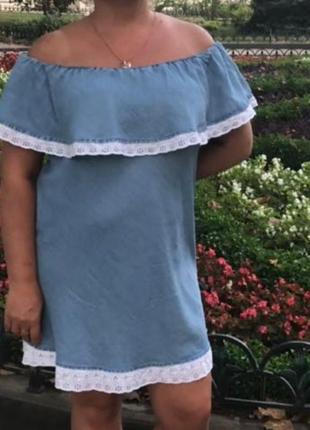 Джинсовое легкое платье.платье на плечи.