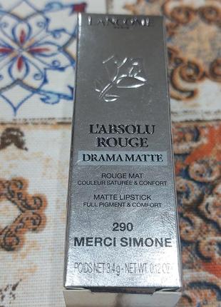 Lancome l'absolu rouge drama matte 290 merci simone. помада для губ. 3.4 g.3 фото