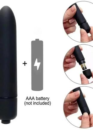 Вібропуля на батарейці для стимуляції міні вібратор 10 режим вібрації чорний