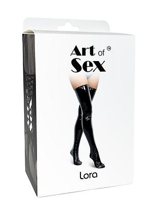 Сексуальні вінілові панчохи art of sex - lora, колір чорний під латекс лак