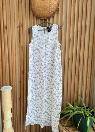 Длинное платье цветочный принт безрукавка белая светлая легкая тонкая платье летнее denim&amp;co m1 фото