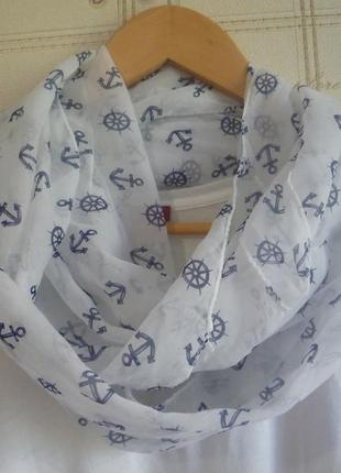 Винтаж невесомый воздушный снуд хомут петля шарф кольцо восьмерка морской стиль якорь штурвал