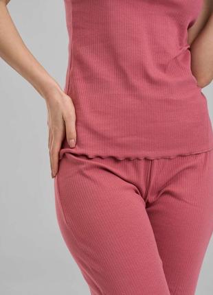 Комплект женский штаны+майка на бретели - в рубчик6 фото