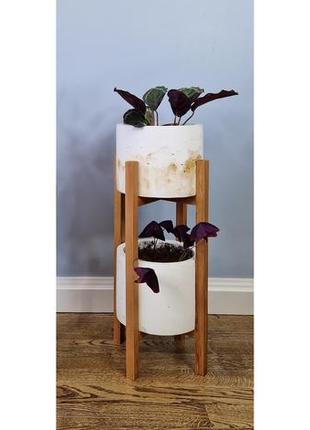Подставки для цветов и вазонов деревянные wooddecor  комплект в натуральном цвете покрытый маслом3 фото