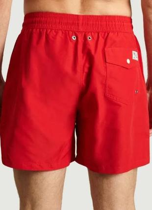Пляжные мужские плавательные шорты красного цвета с карманами traveler trunks red polo ralph lauren4 фото
