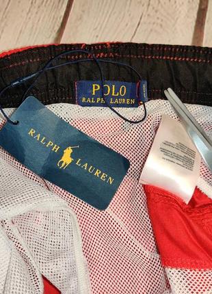 Пляжные мужские плавательные шорты красного цвета с карманами traveler trunks red polo ralph lauren5 фото