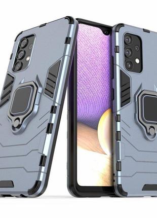 Чехол fiji ring для samsung galaxy a32 (a325) бронированный бампер с кольцом темно-синий