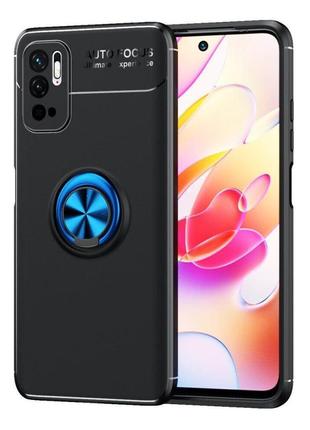 Чехол fiji hold для xiaomi redmi note 10 5g бампер накладка с подставкой black-blue