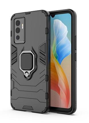 Чохол fiji ring для vivo v23e броньований бампер з кільцем підставкою чорний
