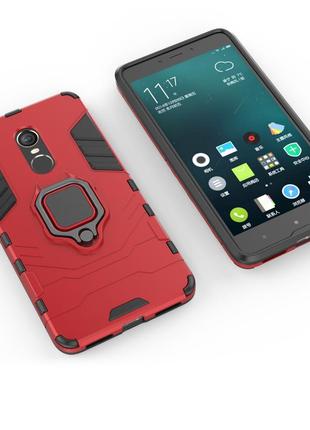 Чехол ring case для xiaomi redmi note 4x / note 4 global / note 4 бронированный бампер с кольцом красный4 фото