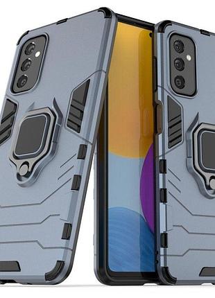 Чехол fiji ring для samsung galaxy m52 5g (m526) бронированный бампер с кольцом темно-синий
