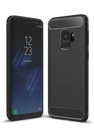 Чехол fiji polished carbon для samsung s9 (g960) противоударный бампер черный