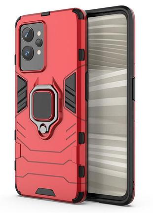 Чехол fiji ring для realme gt2 pro бронированный бампер с кольцом подставкой красный