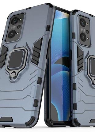 Чехол fiji ring для realme gt neo 2 бронированный бампер с кольцом подставкой темно-синий