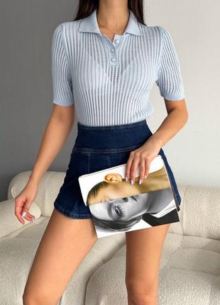 Трендовая женская футболка поло из полупрозрачной ткани
