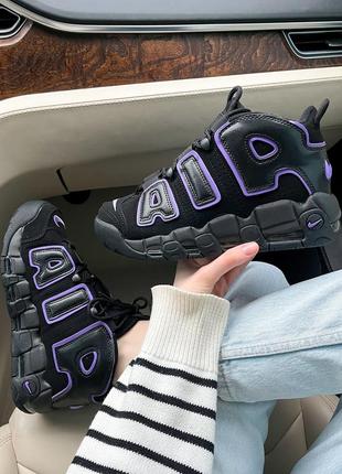 Крутейшие женские кроссовки nike air more uptempo black purple чёрные с сиреневым1 фото