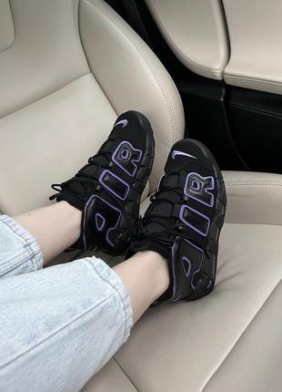 Крутейшие женские кроссовки nike air more uptempo black purple чёрные с сиреневым2 фото