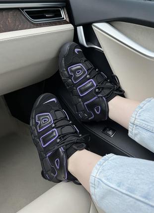 Крутейшие женские кроссовки nike air more uptempo black purple чёрные с сиреневым9 фото