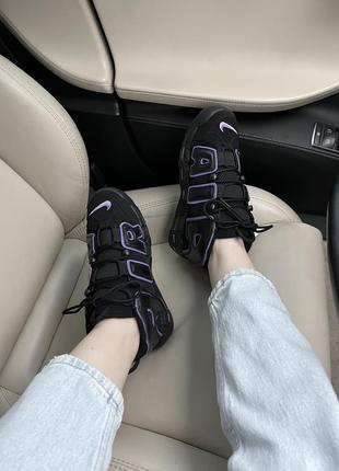 Крутейшие женские кроссовки nike air more uptempo black purple чёрные с сиреневым7 фото