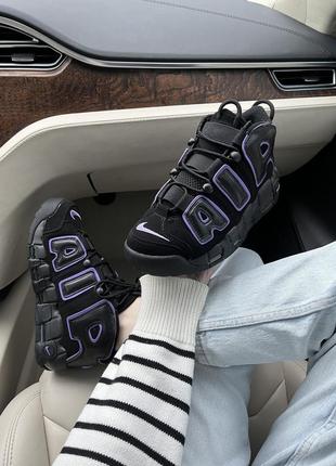 Крутейшие женские кроссовки nike air more uptempo black purple чёрные с сиреневым3 фото