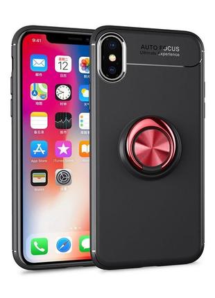 Чехол fiji hold для apple iphone xs max бампер накладка с подставкой black-red