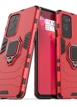 Чехол fiji ring для oneplus 9 бронированный бампер с кольцом красный