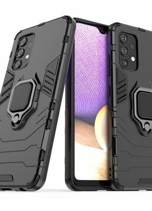 Чохол fiji ring для samsung galaxy a32 (a325) броньований бампер з кільцем чорний