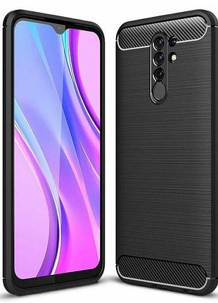 Чехол fiji polished carbon для xiaomi redmi 9 противоударный бампер черный