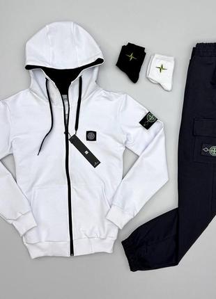 Костюм весняний stone island: зіп худі-штани