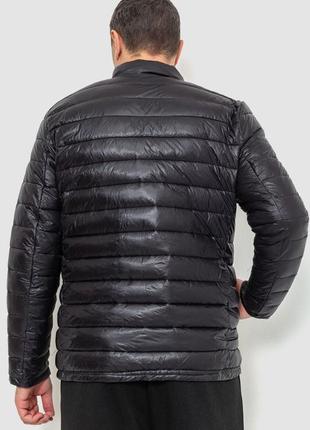 Стильная демисезонная мужская куртка на синтепоне стеганная мужская куртка на весну глянцевая мужская куртка черная4 фото