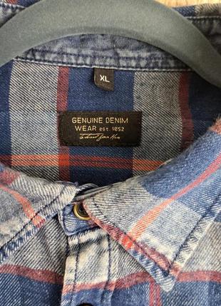 Брендовая стильная очень красивая рубашка в клетку genuine denim❤️💙7 фото