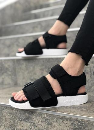 Женские сандалии adidas adilette black white 🌶 smb4 фото