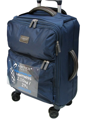 Мягкий чемодан малого размера "салонный багаж" на 4-х колесах airtex синий mimas 581