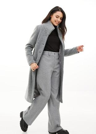 H&amp;m стильное серое теплое женское пальто трендового серого цвета1 фото