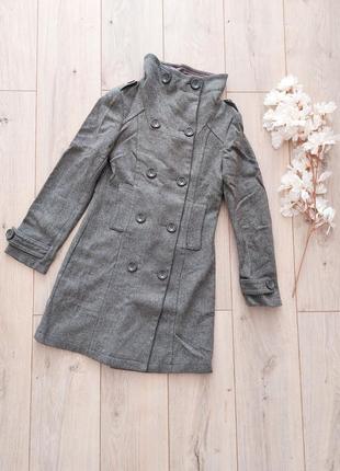 H&amp;m стильное серое теплое женское пальто трендового серого цвета5 фото