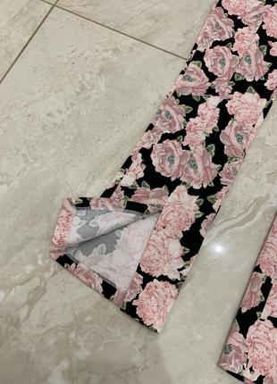 Штани з квітковим принтом zara з розрізами жіночі брюки9 фото