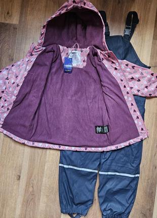Lupilu комплект грязепруф  на флісі 122/128 р дощовик на дівчинку демісезонний дождевик на девочку куртка полукомбинезон2 фото