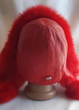 Шапка женская мех песца, кожа stone free