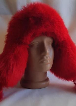 Шапка женская мех песца, кожа stone free