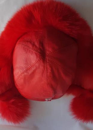 Шапка женская мех песца, кожа stone free