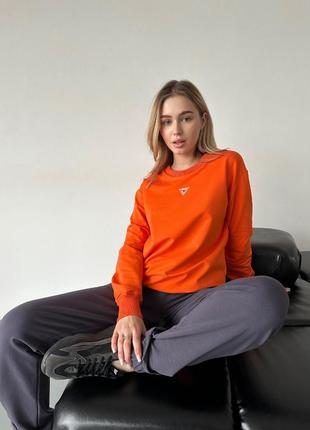 Свитшот женский не кашлатится двунитка хлопок xs/xs/s/m/l/xl/xxl-8xl оранжевый2 фото