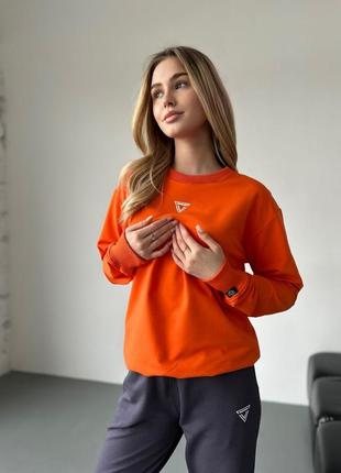 Свитшот женский не кашлатится двунитка хлопок xs/xs/s/m/l/xl/xxl-8xlоранжевий5 фото